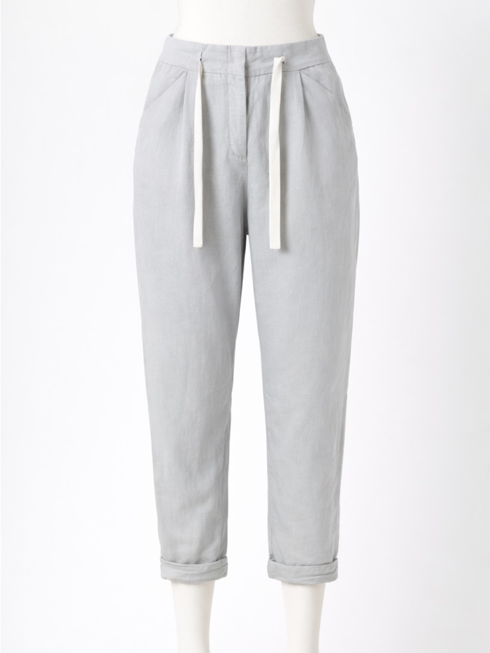 Wilfred Aritzia Linen Lyocell Cropped Pants Gray Women’s 0 Tie Waist Tapered